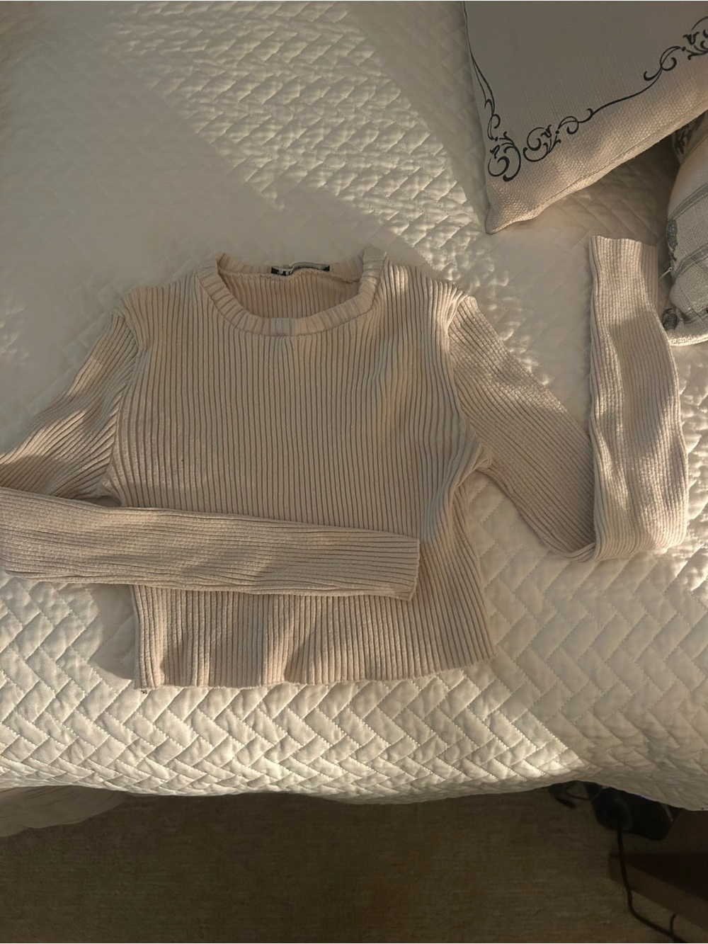 Zara Ribbed Cropped long sleeve - Cream